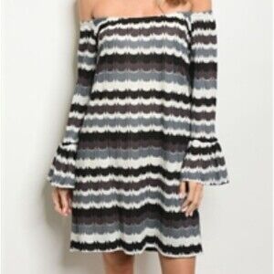 Blue Off The Shoulder Sweater Dress S